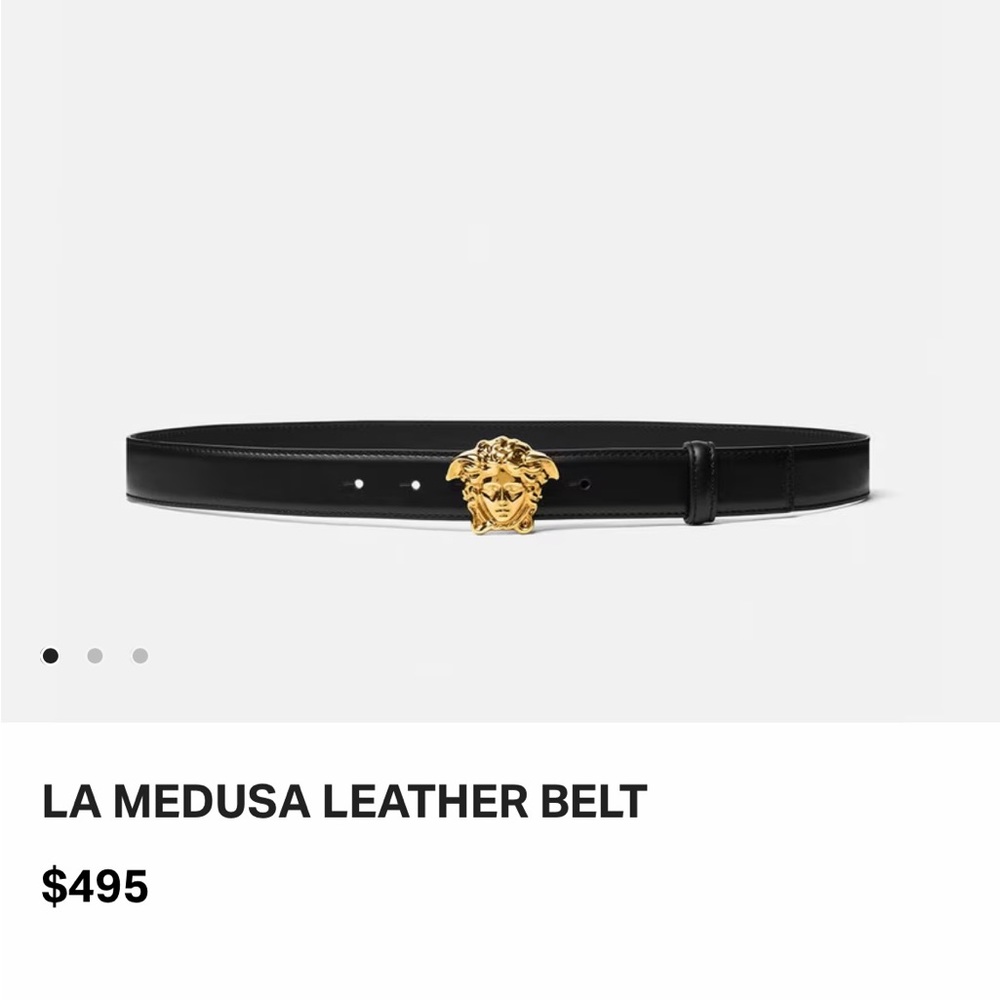 Black versace belt with gold medusa head
